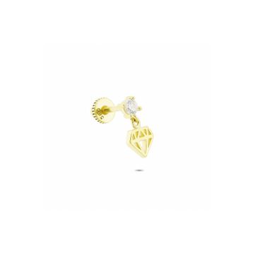 Glorria Taşlı Elmas Helix 14 Ayar Altın Piercing