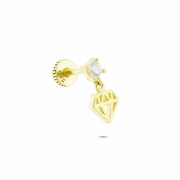 Glorria Taşlı Elmas Helix 14 Ayar Altın Piercing