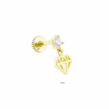 Glorria Taşlı Elmas Helix 14 Ayar Altın Piercing