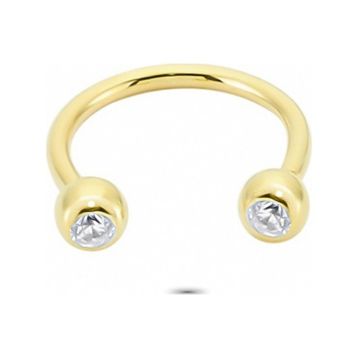 Glorria Taşlı Yarım Halka 14 Ayar Altın Piercing