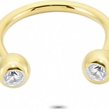 Glorria Taşlı Yarım Halka 14 Ayar Altın Piercing
