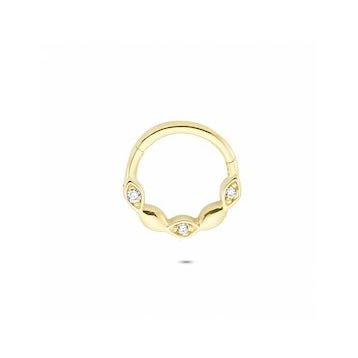 Glorria Üç Taş Halka 14 Ayar Altın Piercing