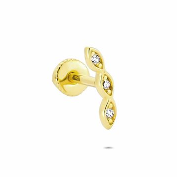 Glorria Üç Taş Helix 14 Ayar Altın Piercing