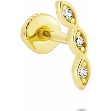 Glorria Üç Taş Helix 14 Ayar Altın Piercing