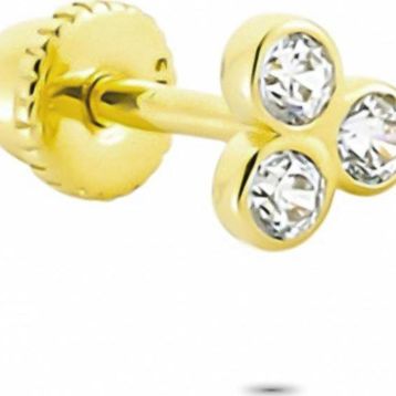 Glorria Üç Taş Helix 14 Ayar Altın Piercing