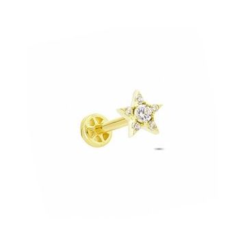 Glorria Yıldız Tragus 14 Ayar Altın Piercing