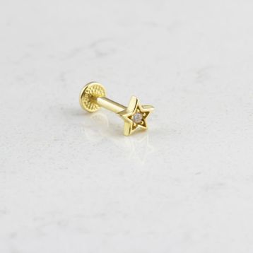 Glorria Yıldız Tragus 14 Ayar Altın Piercing