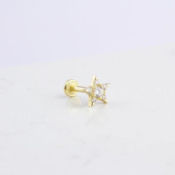 Glorria Yıldız Tragus 14 Ayar Altın Piercing