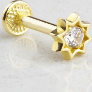 Glorria Yıldız Tragus 14 Ayar Altın Piercing