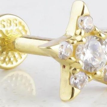 Glorria Yıldız Tragus 14 Ayar Altın Piercing