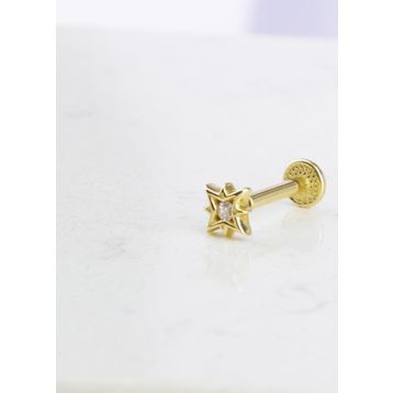 Glorria Yıldız Tragus 14 Ayar Altın Piercing