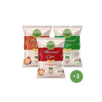 Glutensiz Fabrika 3x60 gr Karma Paket Mercimek Cipsi