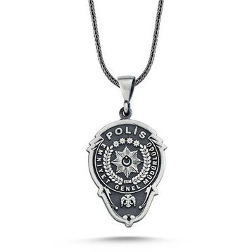 GMS Emniyet Teşkilatı Polis Armalı Erkek Gümüş Kolye