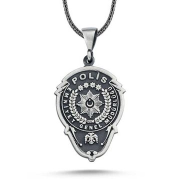 GMS Emniyet Teşkilatı Polis Armalı Erkek Gümüş Kolye