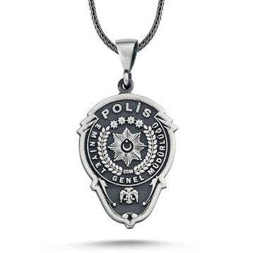 GMS Emniyet Teşkilatı Polis Armalı Erkek Gümüş Kolye