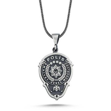 GMS Emniyet Teşkilatı Polis Armalı Erkek Gümüş Kolye