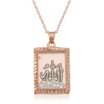 GMS Rose Allah Yazılı Kadın Gümüş Kolye