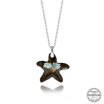 GMS Swarovski Crystal Taşlı Deniz Yıldızı Gümüş Kadın Kolye