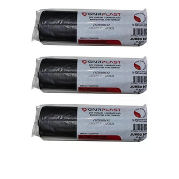GNR Endüstriyel 2 Kat Siyah 400 gr 80x110 cm 10 Adet Jumbo Çöp Poşeti (3 adet)