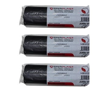 GNR Endüstriyel 2 Kat Siyah 400 gr 80x110 cm 10 Adet Jumbo Çöp Poşeti (3 adet)