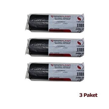 GNR Endüstriyel 2 Kat Siyah 400 gr 80x110 cm 10 Adet Jumbo Çöp Poşeti (3 adet)