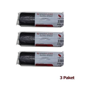 GNR Endüstriyel 2 Kat Siyah 400 gr 80x110 cm 10 Adet Jumbo Çöp Poşeti (3 adet)