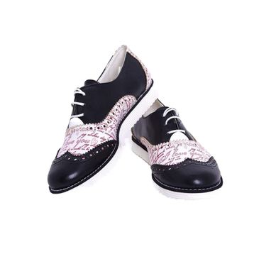 Goby GNG101 Siyah I Love You Kadın Oxford Ayakkabı