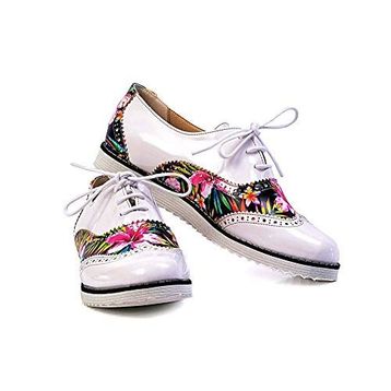 Goby GNG303 Flowers Oxford Beyaz Ayakkabı