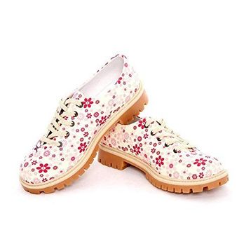 Goby TMK5504 Renkli Lovely Flower Kadın Oxford Ayakkabı