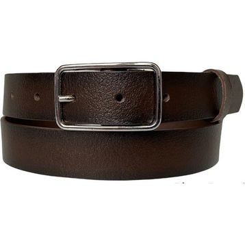 GoDeri 3 cm-100 cm Deri Gümüş Dikdörtgen Tokalı Koyu Kahverengi Kadın Kemeri