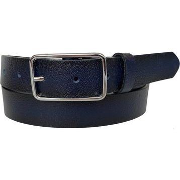 GoDeri 3 cm-110 cm Deri Gümüş Dikdörtgen Tokalı Lacivert Kadın Kemeri