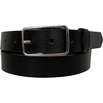 GoDeri 3 cm-110 cm Deri Gümüş Dikdörtgen Tokalı Siyah Kadın Kemeri