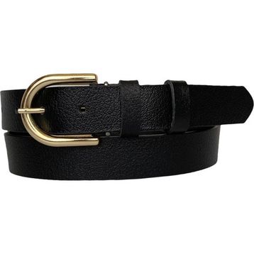 GoDeri 3 cm-115 cm Deri Gold Tokalı Siyah Kadın Kemeri