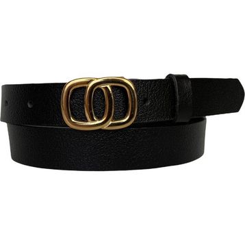 GoDeri 3 cm-115 cm Deri Gold Tokalı Siyah Kadın Kemeri