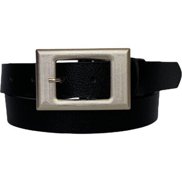 GoDeri 3 cm-115 cm Deri Gold Tokalı Siyah Kadın Kemeri