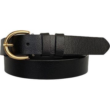 GoDeri 3 cm-115 cm Deri Gold Tokalı Siyah Kadın Kemeri