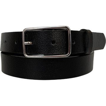 GoDeri 3 cm-115 cm Deri Gümüş Dikdörtgen Tokalı Siyah Kadın Kemeri