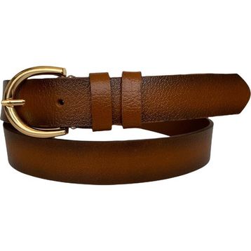 GoDeri 3 cm-120 cm Deri Gold Tokalı Taba Kadın Kemeri