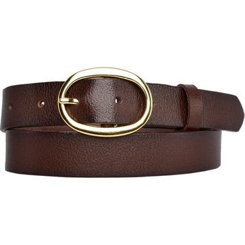 GoDeri 3 cm-125 cm Deri Gold Tokalı Koyu Kahverengi Kadın Kemeri