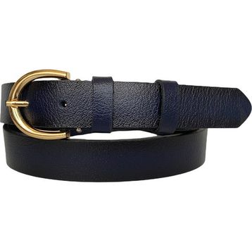 GoDeri 3 cm-125 cm Deri Gold Tokalı Lacivert Kadın Kemeri
