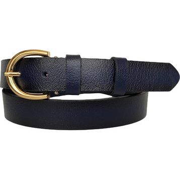 GoDeri 3 cm-125 cm Deri Gold Tokalı Lacivert Kadın Kemeri