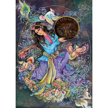 Gold Çiçekler ve Kuşlar 1000 Parça Puzzle