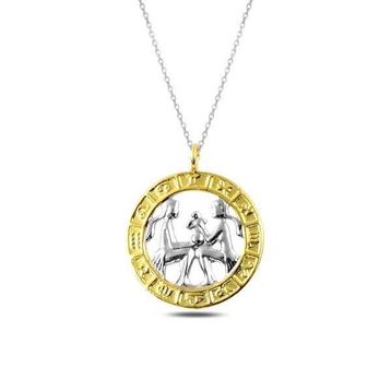 Gold Gümüş İkizler Burcu Kolye