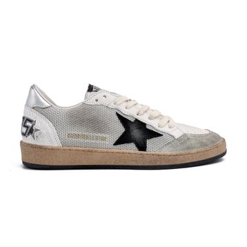 Golden Goose Ball Star GMF00117.F003215.81780 Gümüş Siyah Beyaz Fileli Erkek Günlük Ayakkabı