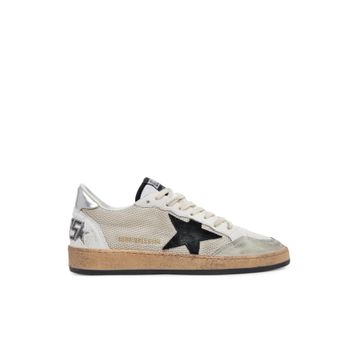 Golden Goose Ball Star GMF00117.F003215.81780 Gümüş Siyah Beyaz Fileli Erkek Günlük Ayakkabı