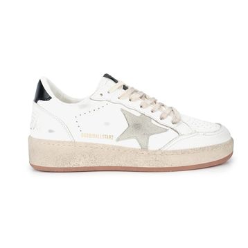 Golden Goose Ball Star GMF00804.F006970.10220 Beyaz Buz Grisi Süet Yıldızlı Siyah Deri Topuk Detaylı Erkek Günlük Ayakkabı