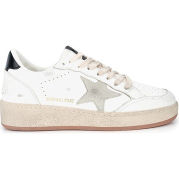 Golden Goose Ball Star GMF00804.F006970.10220 Beyaz Buz Grisi Süet Yıldızlı Siyah Deri Topuk Detaylı Erkek Günlük Ayakkabı