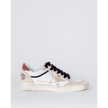 Golden Goose Ball Star GWF00746.F008146.83252 Beyaz Bej Platin Deri Süet Kadın Günlük Ayakkabı