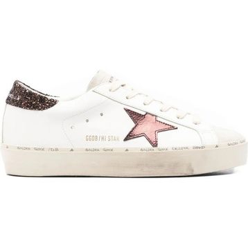 Golden Goose Hi Star GWF00118.F007526.12278 Beyaz Gri Mor Kahverengi Simli Deri Kadın Günlük Ayakkabı
