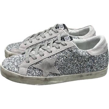 Golden Goose Super-Star GWF00101.F000416.70136 Gümüş Simli Buz Grisi Süet Detaylı Kadın Günlük Ayakkabı